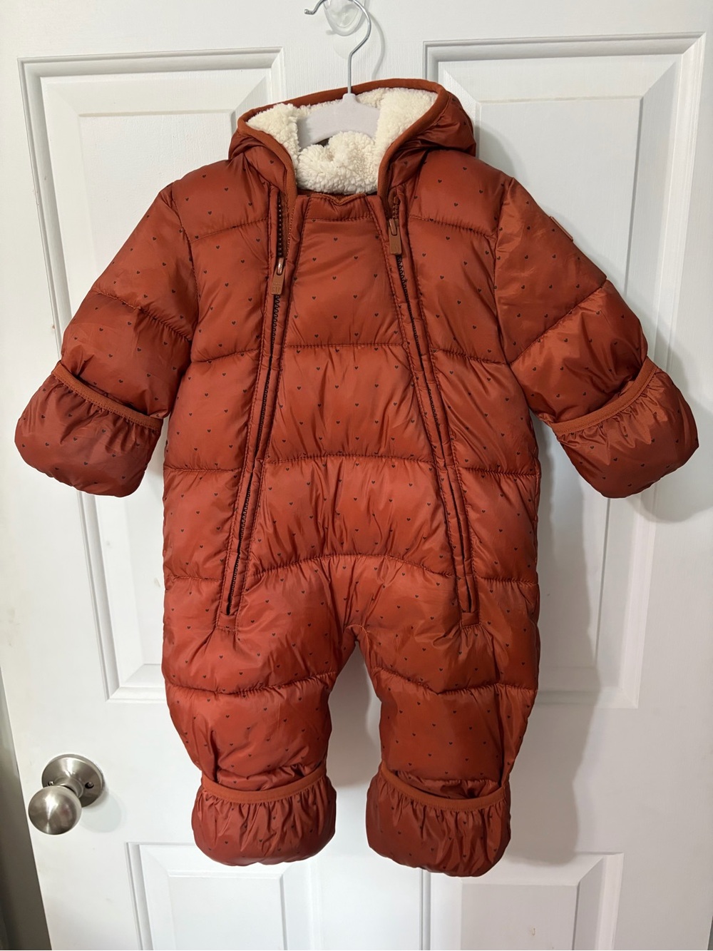 GAP Rust-Red Puffer Baby Jacket with Sherpa Lining
